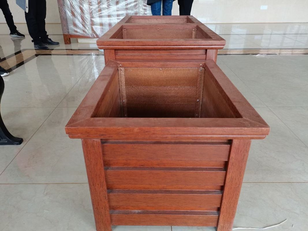 Caja de flores de grano de madera reforzada con fibra de vidrio para hoteles de jardín o plazas sociales